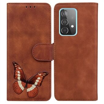 Skin-touch Big Butterfly Printing Phone Iskunkestävä pudotuksenkestävä PU-nahkakotelo Stand Samsung Galaxy A52 5G/A52 4G/A52s 5G