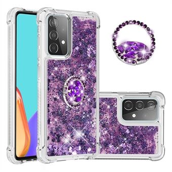 Quicksand Glitter Flowing Liquid Puhelinkotelo Pyörivä Ring Kickstand Design Pudotuksenkestävä TPU-kuori Samsung Galaxy A52 4G/5G/A52s 5G