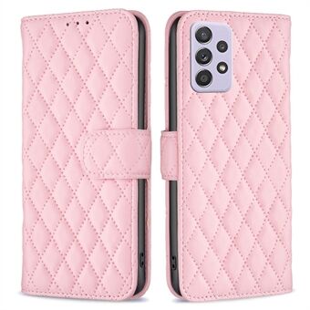 BINFEN COLOR Samsung Galaxy A52 4G / 5G / A52s 5G PU-nahkakuori, BF Style-14 painettu Rhombus lompakon suojus Matta puhelintelineen Stand