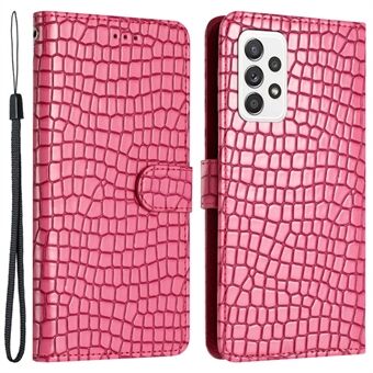 Crocodile Texture -puhelimen kotelo Samsung Galaxy A52 4G / 5G / A52s 5G Stand Teline Lompakko käsihihnalla