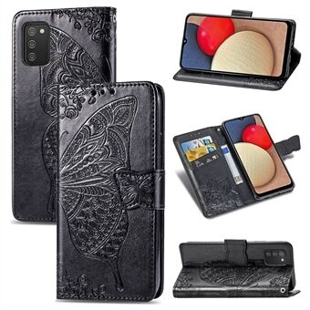 Lompakkokuvio Imprint Big Butterfly Leather Stand -puhelinkotelo Samsung Galaxy A02s: lle (EU-versio)