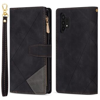 Linjat Splicing Design Full Body Protection Putoamista estävä Wallet-nahkainen puhelinkotelo Stand Samsung Galaxy A32 4G:lle (EU-versio)