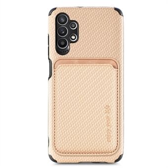 Samsung Galaxy A32 4G (EU-versio) Hiilikuiturakenne Pudotuksenkestävä puhelinkotelo Irrotettava magneettikorttipidike Design PU-nahka + TPU + PVC-kuori