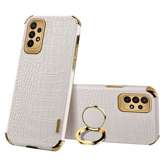 Samsung Galaxy A32 4G (EU-versio) Sormusteline Ring puhelinkotelo Crocodile Texture Galvanoitu PU-nahka + TPU-suojus