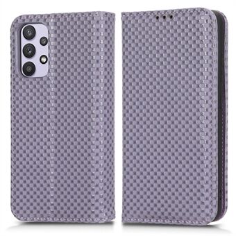 Samsung Galaxy A32 4G (EU-versio) Grid Texture Täysi peittävä PU-nahkainen Stand Magneettinen automaattisesti imeytyvä matkapuhelimen lompakon suoja