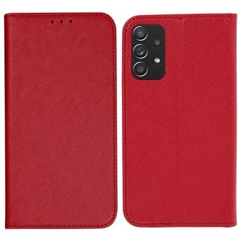 Samsung Galaxy A32 4G (EU-versio) PU-nahkaiselle puhelinkotelolle Stand Cross Texture -puhelimen suojakuori