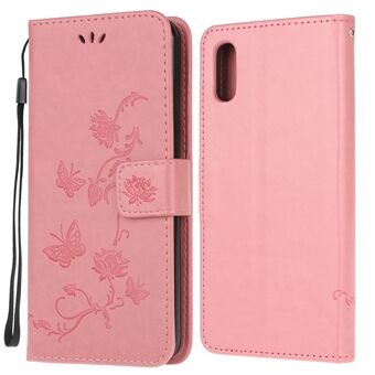 Jälki Butterfly Flower Nahkainen Stand puhelimen kansi Samsung Galaxy Xcover 5:lle