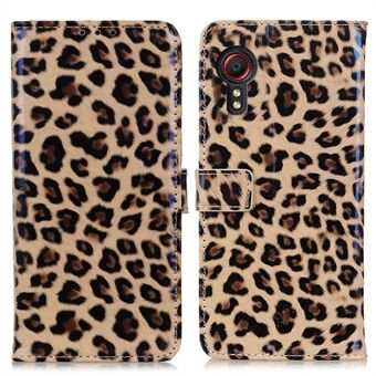 Leopard Texture Leather Wallet Suojapuhelinkotelo Samsung Galaxy Xcover 5:lle