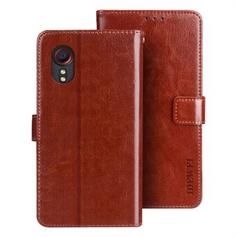 Stand Folio Flip Crazy Horse Texture -nahkainen mobiilikotelo ja lompakkoteline Samsung Galaxy Xcover 5:lle