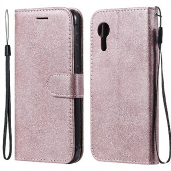 KT Leather Series-2 Yksivärinen nahkainen puhelimen Stand kansi hihnalla Samsung Galaxy Xcover 5:lle