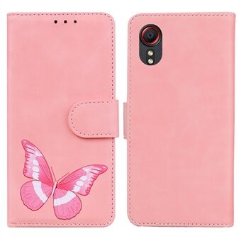 Ihokosketus PU-nahka Tyylikäs Big Butterfly Printing Design Puhelinkotelo Stand Lompakko Flip-puhelimen kansi Samsung Galaxy Xcover 5:lle