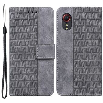 Samsung Galaxy Xcover 5 PU Stand + sisempi TPU-kuoren geometria painettu lompakkoteline puhelimen kuori