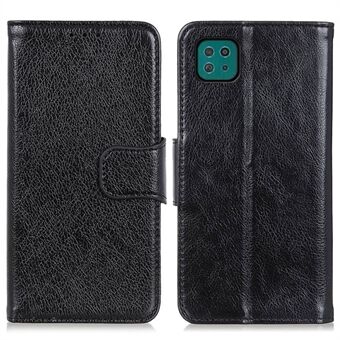 Samsung Galaxy A22 5G (EU-versio) Suojaavalle Puhelinkuorelle Iskunkestävä Flip Folio Cover Nappa Texture Haljasnahkainen puhelimen kuori Stand lompakko