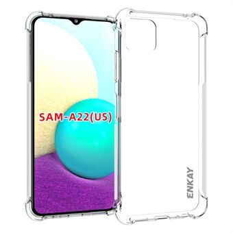 ENKAY HAT Prince Liukumaton 4 kulmaa, paksunnettu pudotuksenkestävä iskunkestävä TPU läpinäkyvä puhelimen suojakuori Samsung Galaxy A22 5G:lle (EU-versio)