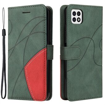 KT Leather Series-1 Nahkainen lompakkopuhelinsuojus Kaksivärinen Splicing Style -kotelo Samsung Galaxy A22 5G:lle (EU-versio)