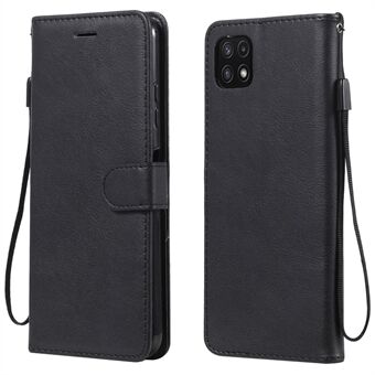 KT Leather Series-2 Lompakkoteline Stand puhelinkotelo hihnakuorella Samsung Galaxy A22 5G:lle (EU-versio)