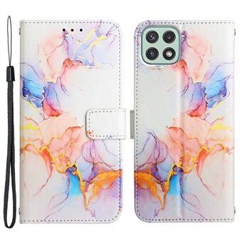 YB Pattern Printing Nahka Series-5 Samsung Galaxy A22 5G (EU-versio) Stand Puhelinkotelo Marmorikuvioinen suojakuori