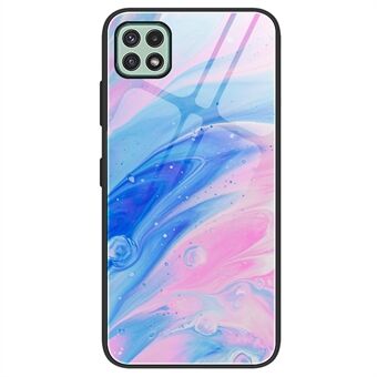 Samsung Galaxy A22 5G (EU-versio) Marble Pattern -puhelinkotelolle, karkaistu lasi + PC + TPU-hybridisuojakuori