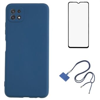 WANLONFENG RB1 -sarja Samsung Galaxy A22 5G (EU:n versio) -kotelolle TPU-suojakuori näytön kalvolla ja kaulanauhalla