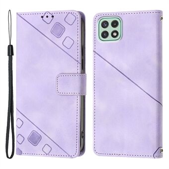 Samsung Galaxy A22 5G (EU-versio) PT005 YB Imprinting Series-6 Skin Touch -puhelimen suojakuori Stand Puhelimen nahkakotelo