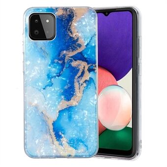 Samsung Galaxy A22 5G (EU-versio) -puhelimen suojus Marble Flower Shell Pattern IMD-puhelimen TPU-kotelo