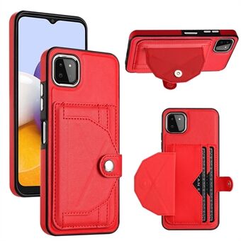 YB Leather Coating Series-4 Kickstand kotelo Samsung Galaxy A22 5G (EU-versio) korttipidike PU nahka + TPU puhelimen kansi