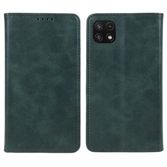 Samsung Galaxy A22 5G (EU-versio) TPU+PU-nahkakuorelle pohkeen pintakuvioinen lompakko putoamisen estävä Stand