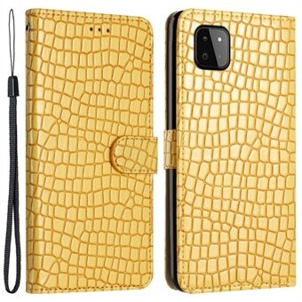 Samsung Galaxy A22 5G (EU-versio) Nahkaiselle lompakkopuhelimelle Crocodile Texture Stand Flip Cover hihnalla