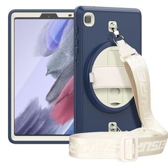 Kickstand + Handy Strap Design PC TPU Hybrid Cover + PET-kalvo olkahihnalla Samsung Galaxy Tab A7 Lite 8,7 tuumalle