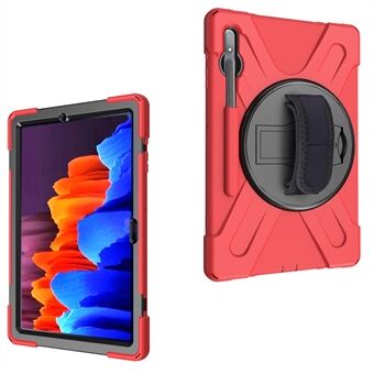 Samsung Galaxy Tab S7+ / S8+ T970 / X800 / S7FE T730 / S9 + X810 / S9 FE+ X610 -tabletille sopiva 360° kääntyvä tukijalka PC + silikoni suojakotelo