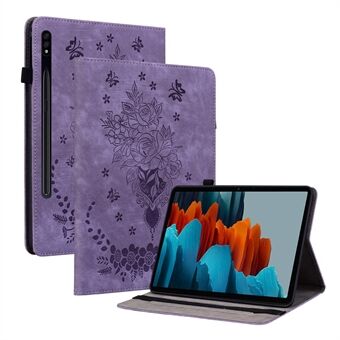 Samsung Galaxy Tab S7+ / S7 FE / S8+ painettu kansi, jossa kynäpidike PU-nahkainen Stand tablettikotelo