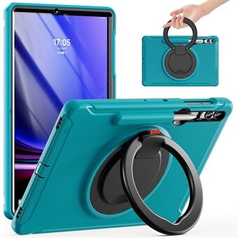 Samsung Galaxy Tab S7+ T970 / Tab S7 FE T730 / Tab S8+ X800 / Tab S9+ X810 -kotelo PC+TPU-materiaalista, jossa on pyörivä jalustatuki ja kynänpidike.