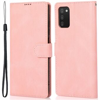 PU Leather + TPU Phone Case Wallet Stand Cover with Strap for Samsung Galaxy A03s (166.5 x 75.98 x 9.14mm)