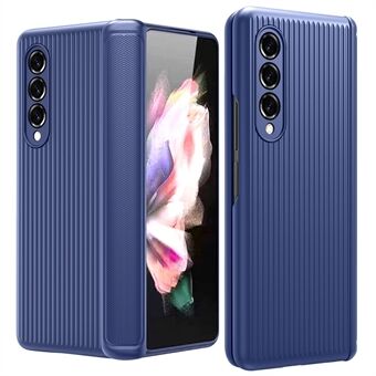 Samsung Galaxy Z Fold3 5G matkatavarakotelolle raidallinen design PC + TPU saranan taitettava puhelinkotelo karkaistulla lasilla näytönsuojalla