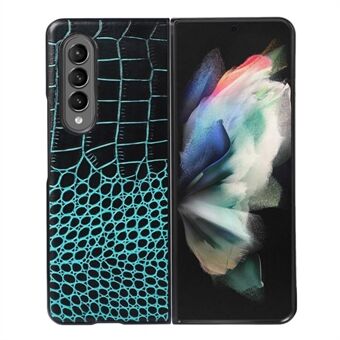 Samsung Galaxy Z Fold3 5G Crocodile Texture aitoa nahkaa olevalle 180 astetta taitettavalle puhelinkuorelle päällystetty PC+TPU-sisäkuori puhelimen lisävaruste