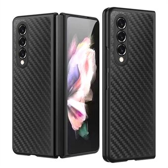 Samsung Galaxy Z Fold3 5G Carbon Fiber Texture taitettavalle puhelinkotelolle Kova PC-suojus karkaistulla lasilla näytönsuojalla