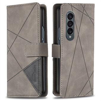 BINFEN COLOR - Samsung Galaxy Z Fold3 5G painettu geometrinen kuvio PU-nahkakuori Magneettinen Stand Täysi suoja Flip Wallet -puhelinkotelo