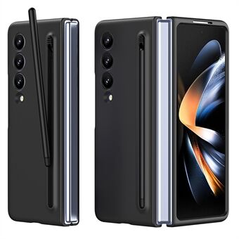 Samsung Galaxy Z Fold3 5G -kotelo taittuvalla puhelimen suojalla, kynällä ja karkaistulla lasisuojuksella.