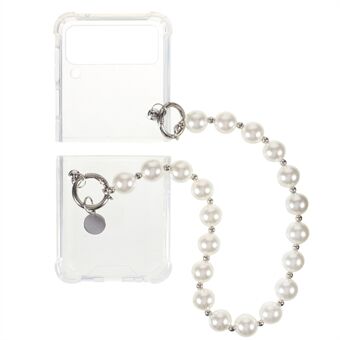 Pearl Chain Rannekoru Hihna Läpinäkyvä PC+ TPU Hybrid Case Matkapuhelimen kansi Samsung Galaxy Z Flip3 5G