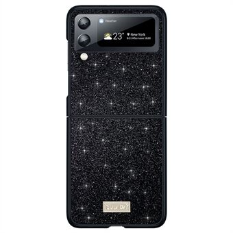 SULADA Samsung Galaxy Z Flip3 5G Glitter Sequins -puhelimen suojakuori PU-nahkapäällysteinen PC + TPU-hybridikotelo