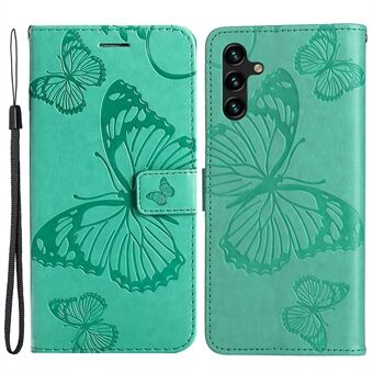 KT Imprinting Flower Series-2 painettu perhoskuvioinen PU-nahkakotelo Magneettisesti Stand lompakkotelineen läppäkansi hihnalla Samsung Galaxy A13 5G / A04s 4G:lle (164,7 x 76,7 x 9,1 mm)