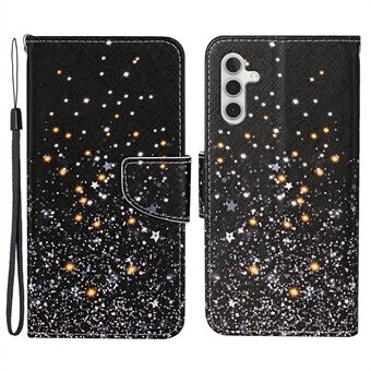 Pudotuksenkestävä kuviotulostus ristikkokuvioinen nahkainen Stand Teline Magneettinen läppäkansi hihnalla Samsung Galaxy A13 5G / A04s 4G:lle (164,7 x 76,7 x 9,1 mm)