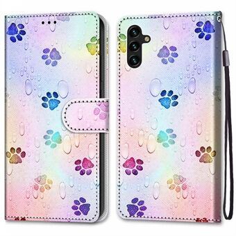 Rannehihnakuviotulostus Scratch Cross Texture Stand Lompakko PU-nahka + TPU-puhelimen kansi Samsung Galaxy A13 5G / A04s 4G:lle (164,7 x 76,7 x 9,1 mm)