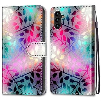 Rannehihnakuviotulostus Scratch Cross Texture Stand Lompakko PU-nahka + TPU-puhelimen kansi Samsung Galaxy A13 5G / A04s 4G (164,7 x 76,7 x 9,1 mm)