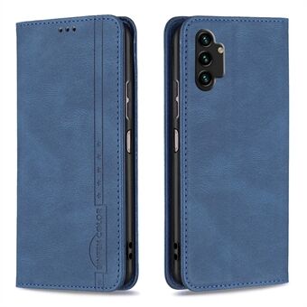 BINFEN COLOR BF08 PU nahkainen Flip Folio -kotelo Samsung Galaxy A13 4G / A13 5G / A04 4G (164,4 x 76,3 x 9,1 mm), magneettisen absorption RFID- Stand puhelimen kansi