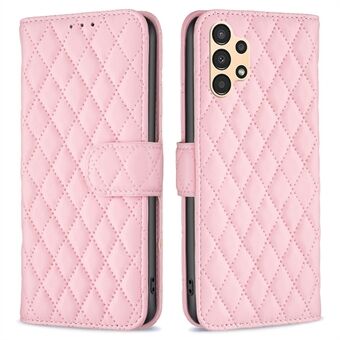 BINFEN COLOR Samsung Galaxy A13 4G / 5G / A04s 4G (164,7 x 76,7 x 9,1 mm) lompakon päällinen, BF Style-14 painettu Rhombus Stand Matta PU-nahkakotelo