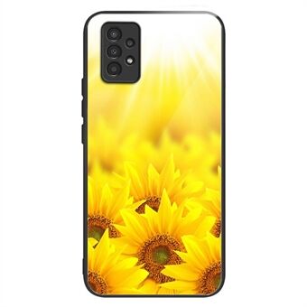 Samsung Galaxy A13 4G / 5G Auringonkukkakuviotulostuspuhelinkotelolle Pudotusta estävä karkaistu lasi TPU-suojus