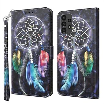 Samsung Galaxy A13 4G / 5G / A04s 4G (164,7 x 76,7 x 9,1 mm) PU-nahkainen läppäkotelo 3D Creative Pattern Printing Design Stand Lompakon magneettinen kansi hihnalla