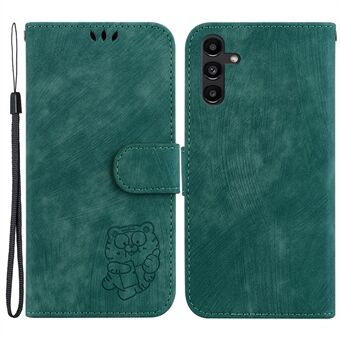 Samsung Galaxy A13 5G:lle Cute Tiger painettu PU-nahkainen Stand puhelinkotelo