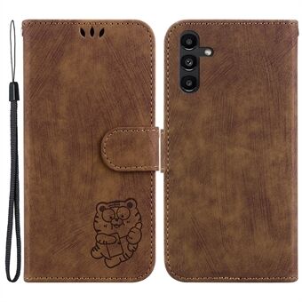 Samsung Galaxy A13 5G:lle Cute Tiger painettu PU-nahkainen Stand puhelinkotelo